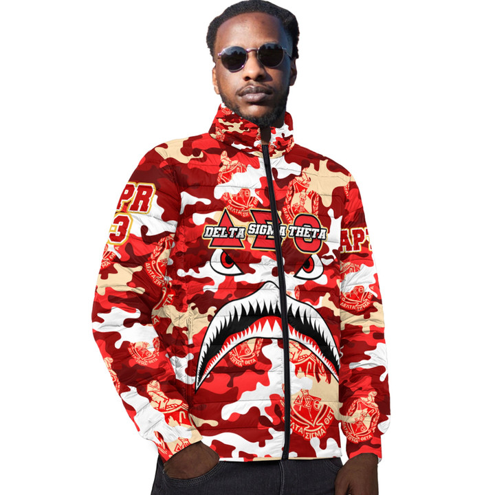 AmericansPower Clothing - Delta Sigma Theta Full Camo Shark Padded Jacket A7 | AmericansPower