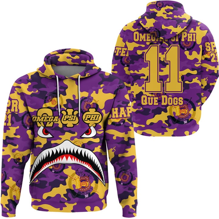 AmericansPower Clothing - Omega Psi Phi Full Camo Shark Hoodie A7 | AmericansPower