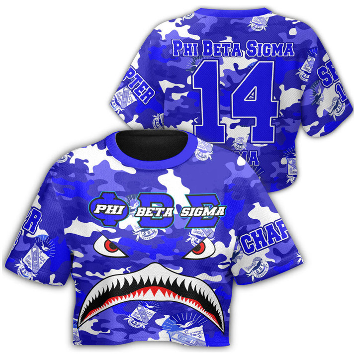 AmericansPower Clothing - Phi Beta Sigma Full Camo Shark Croptop T-shirt A7 | AmericansPower