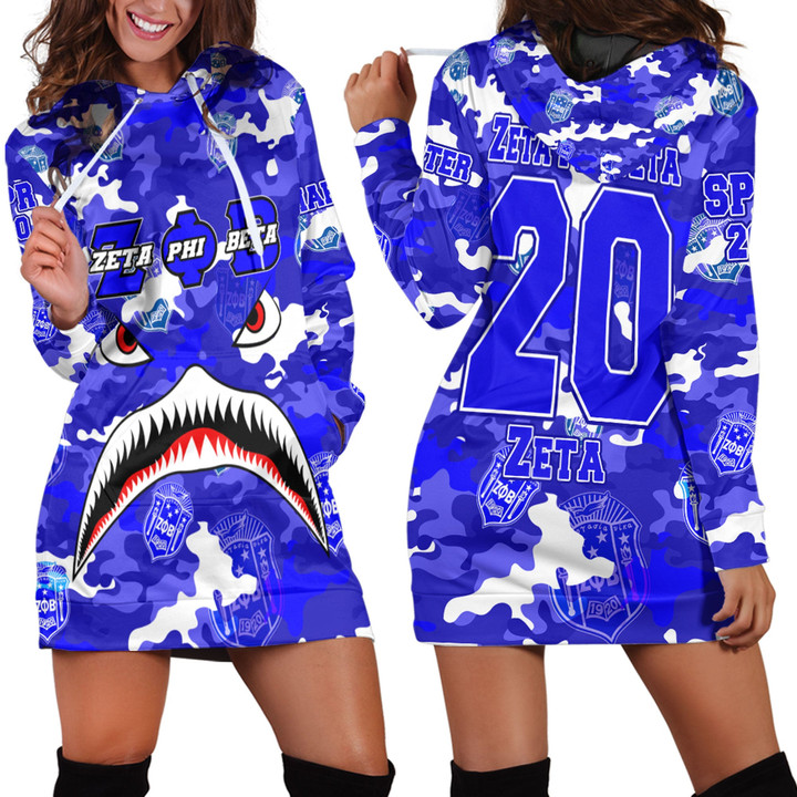 AmericansPower Clothing - Zeta Phi Beta Full Camo Shark Hoodie Dress A7 | AmericansPower