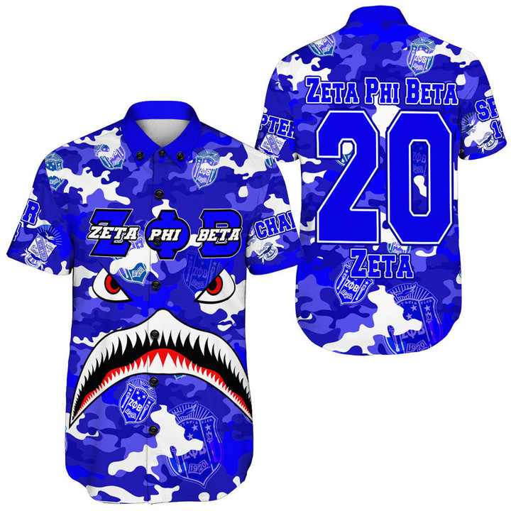 AmericansPower Clothing - Zeta Phi Beta Full Camo Shark Short Sleeve Shirt A7 | AmericansPower