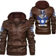Van Aalst Netherlands Family Crest Zipper Leather Jacket - Dutch Family Crest A7