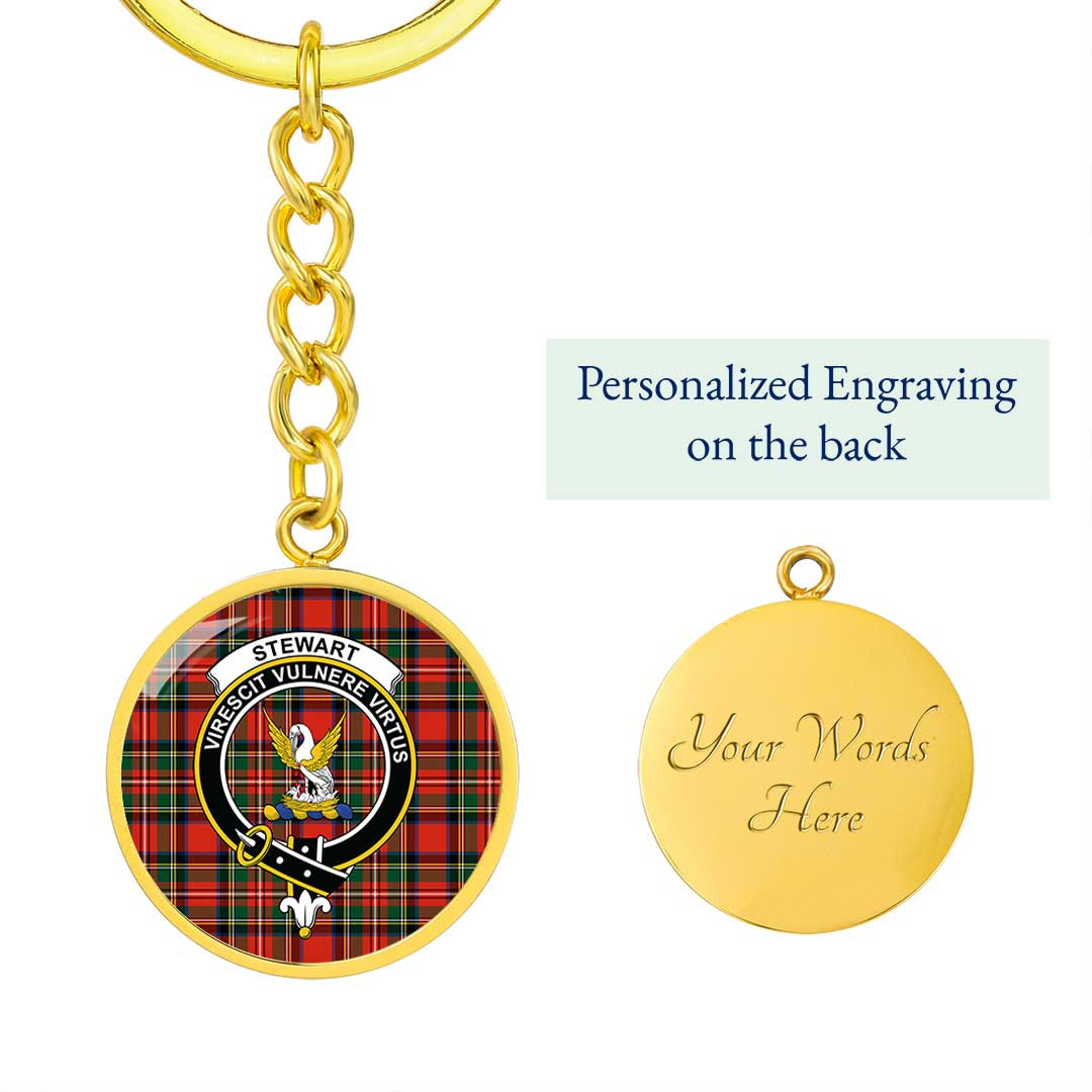 AmericansPower Jewelry - Stewart Royal Modern Clan Tartan Crest Circle Pendant with Keychain Attachment A7 |  AmericansPower