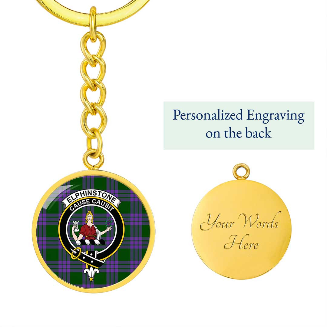 AmericansPower Jewelry - Elphinstone Clan Tartan Crest Circle Pendant with Keychain Attachment A7 |  AmericansPower