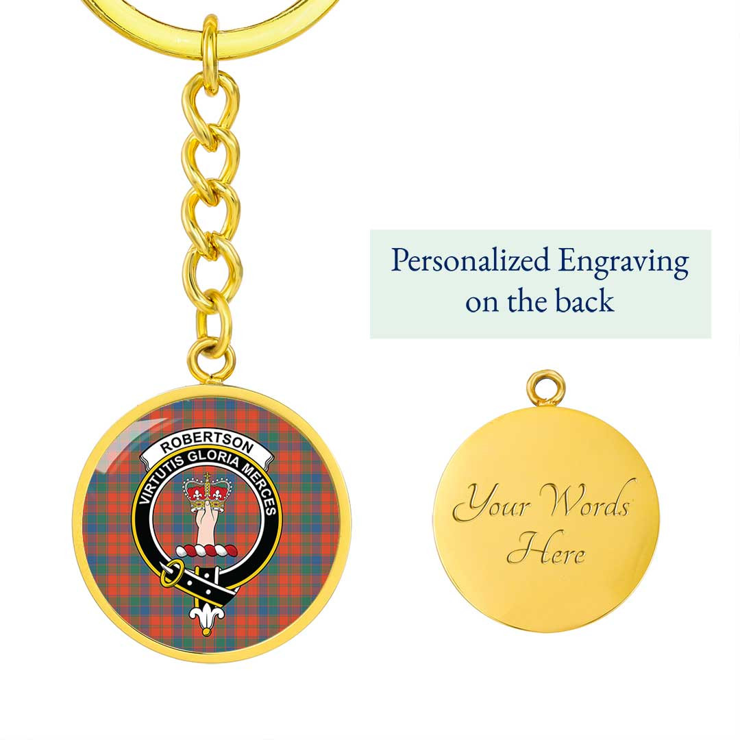 AmericansPower Jewelry - Robertson Ancient Clan Tartan Crest Circle Pendant with Keychain Attachment A7 |  AmericansPower