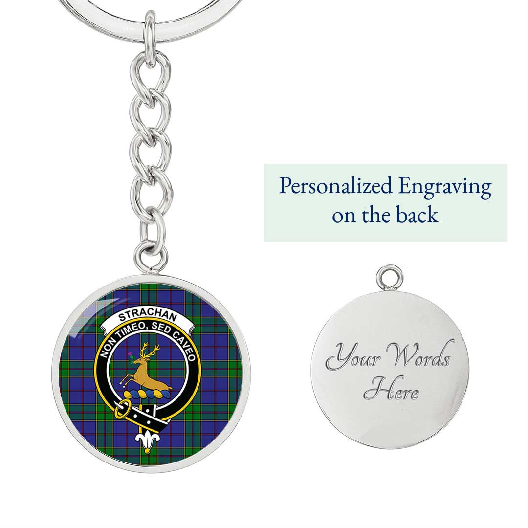 AmericansPower Jewelry - Strachan Clan Tartan Crest Circle Pendant with Keychain Attachment A7 |  AmericansPower