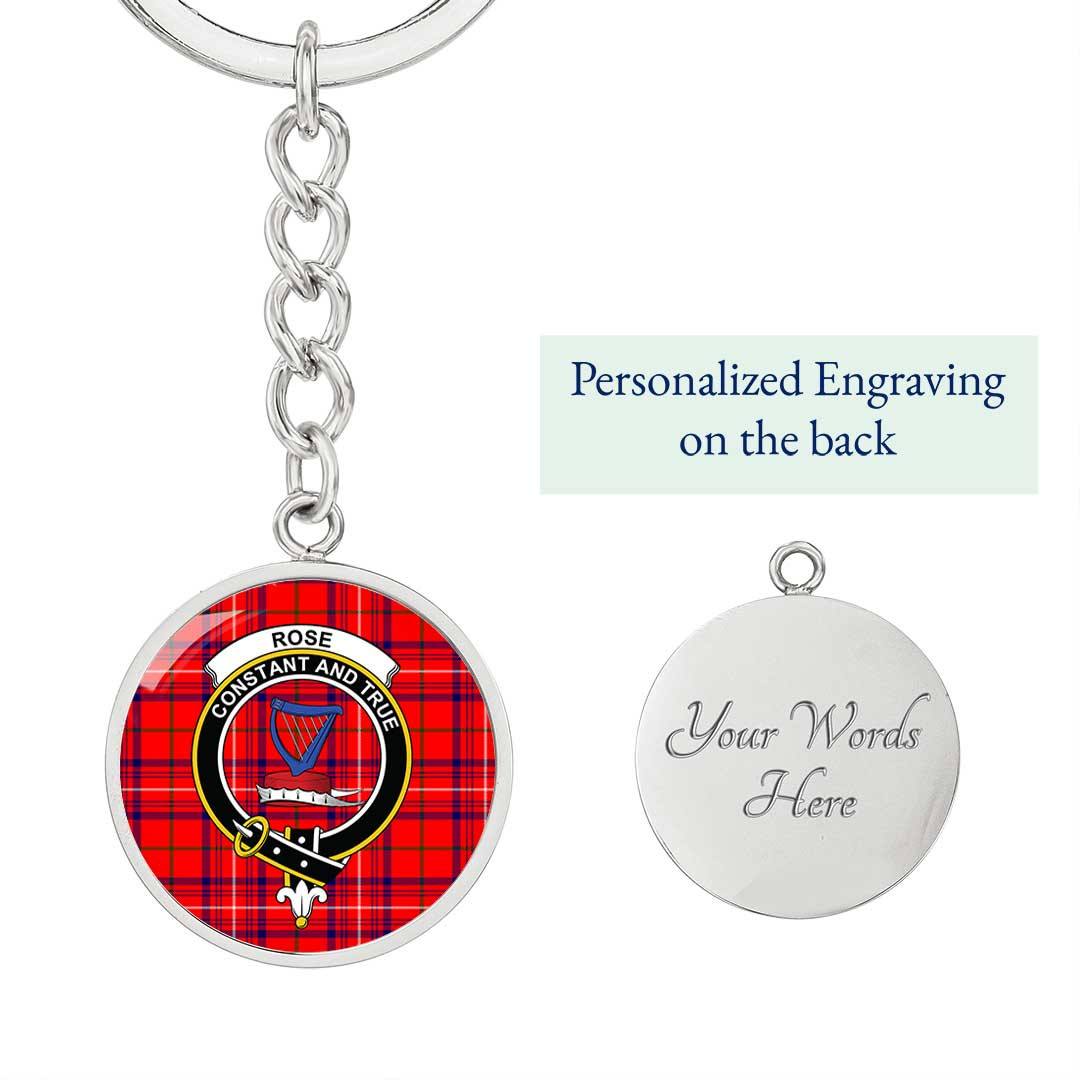 AmericansPower Jewelry - Rose Modern Clan Tartan Crest Circle Pendant with Keychain Attachment A7 |  AmericansPower