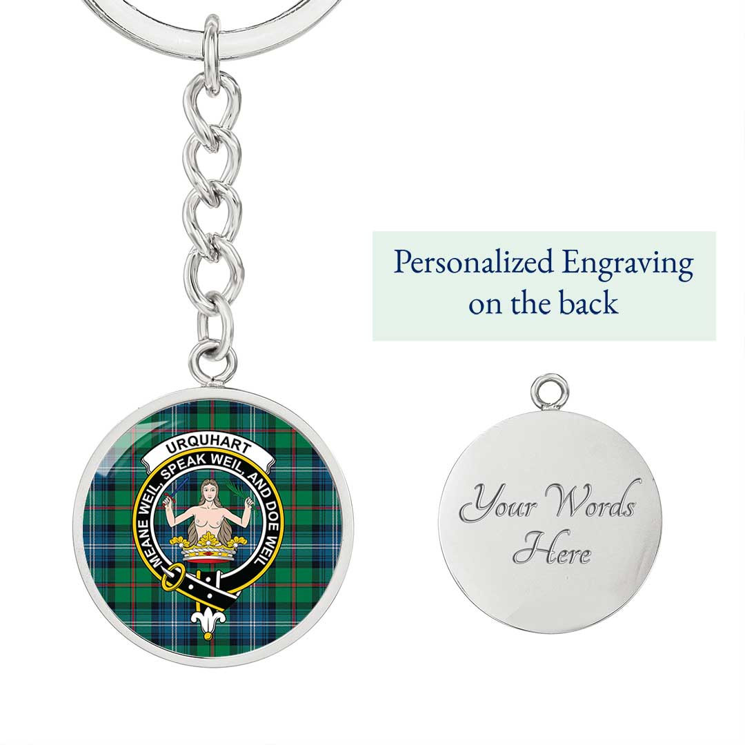 AmericansPower Jewelry - Urquhart Ancient Clan Tartan Crest Circle Pendant with Keychain Attachment A7 |  AmericansPower