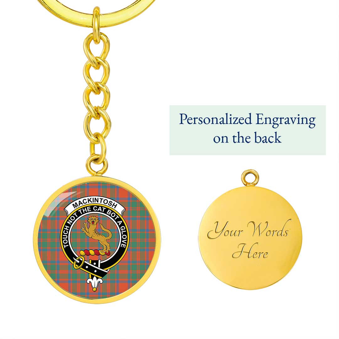 AmericansPower Jewelry - MacKintosh Ancient Clan Tartan Crest Circle Pendant with Keychain Attachment A7 |  AmericansPower