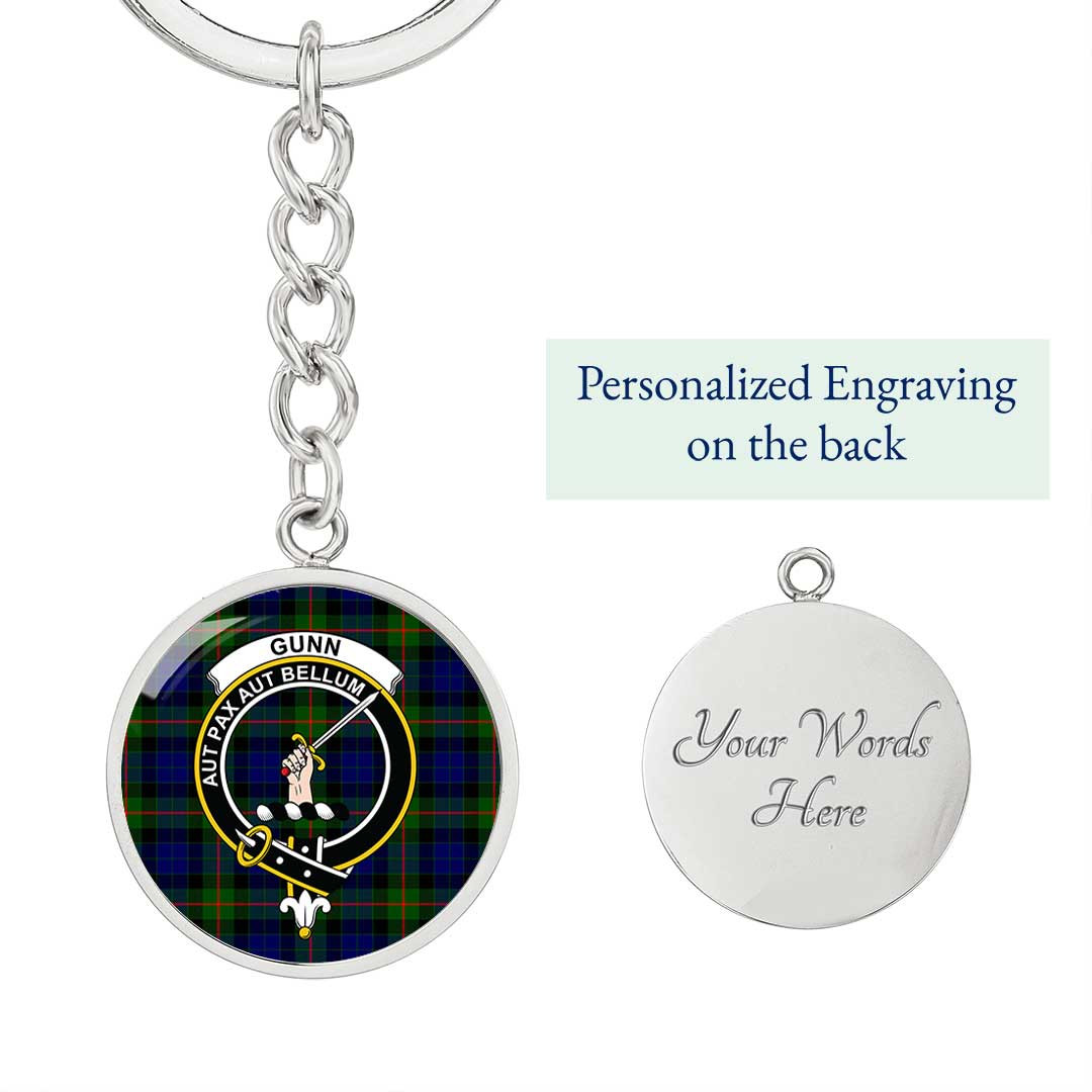 AmericansPower Jewelry - Gunn Modern Clan Tartan Crest Circle Pendant with Keychain Attachment A7 |  AmericansPower