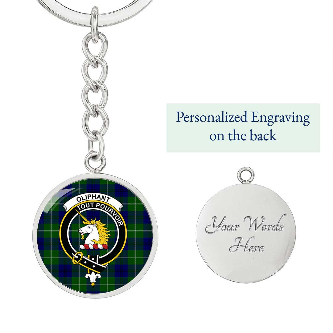 AmericansPower Jewelry - Oliphant Modern Clan Tartan Crest Circle Pendant with Keychain Attachment A7 |  AmericansPower