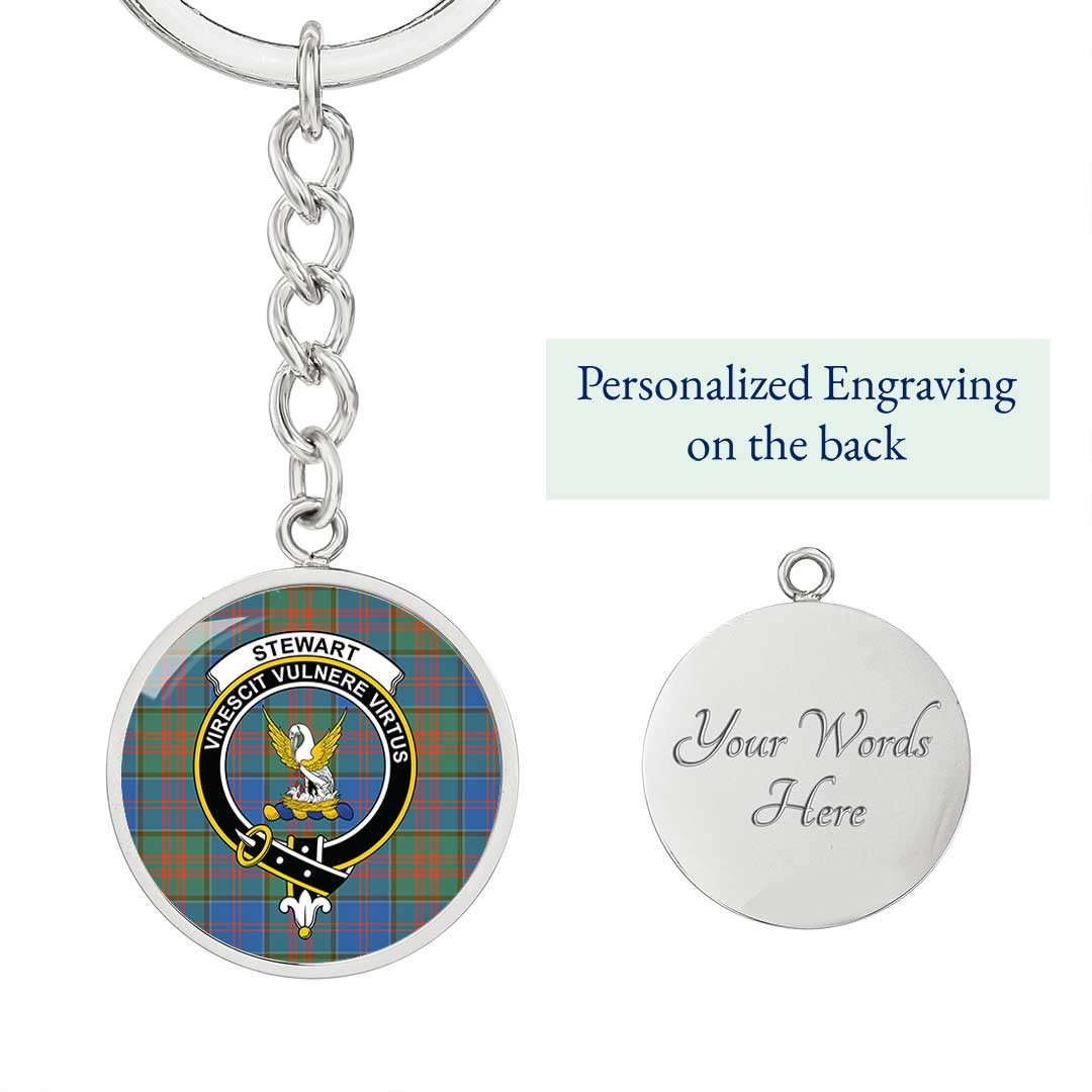 AmericansPower Jewelry - Stewart of Appin Hunting Ancient Clan Tartan Crest Circle Pendant with Keychain Attachment A7 |  AmericansPower