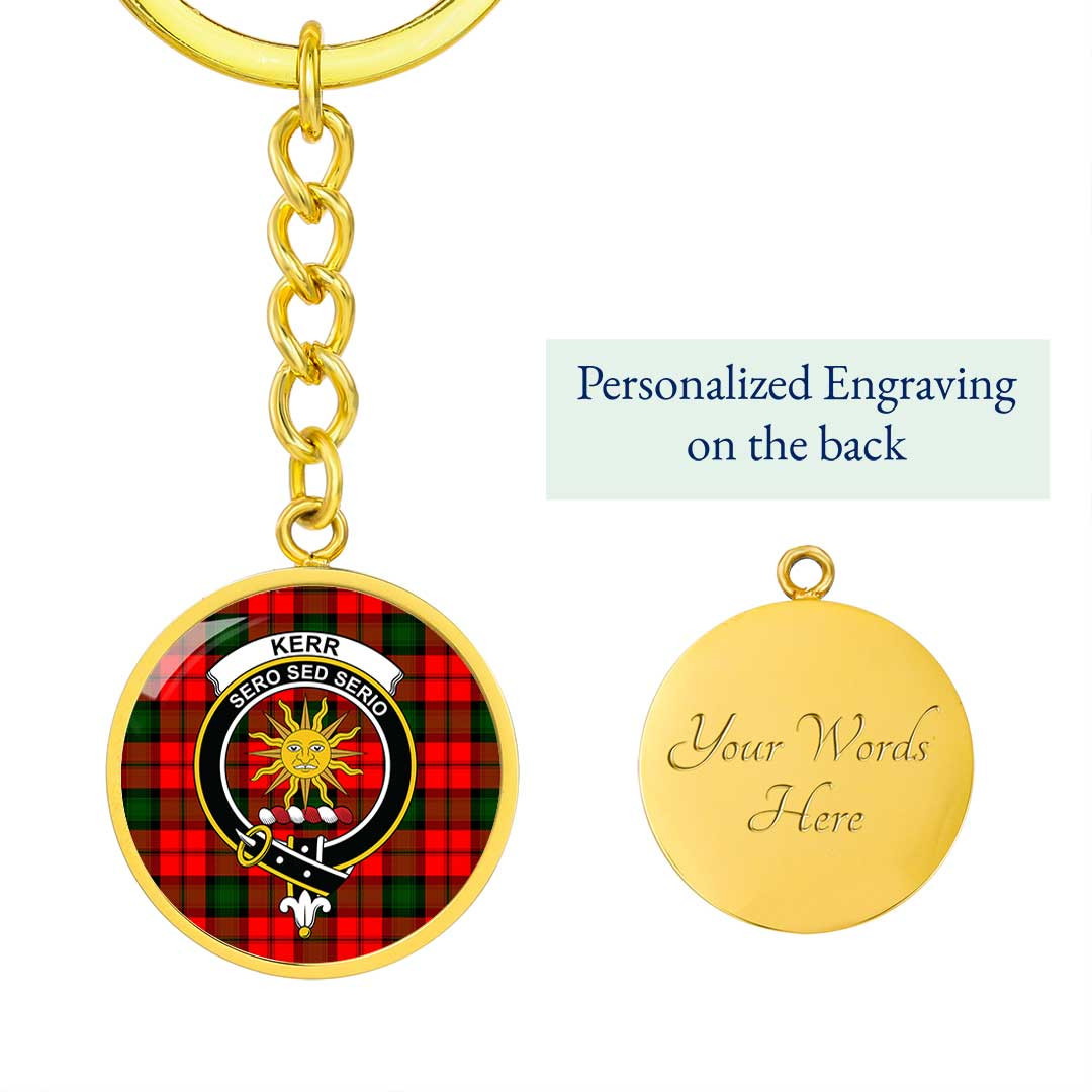 AmericansPower Jewelry - Kerr Modern Clan Tartan Crest Circle Pendant with Keychain Attachment A7 |  AmericansPower