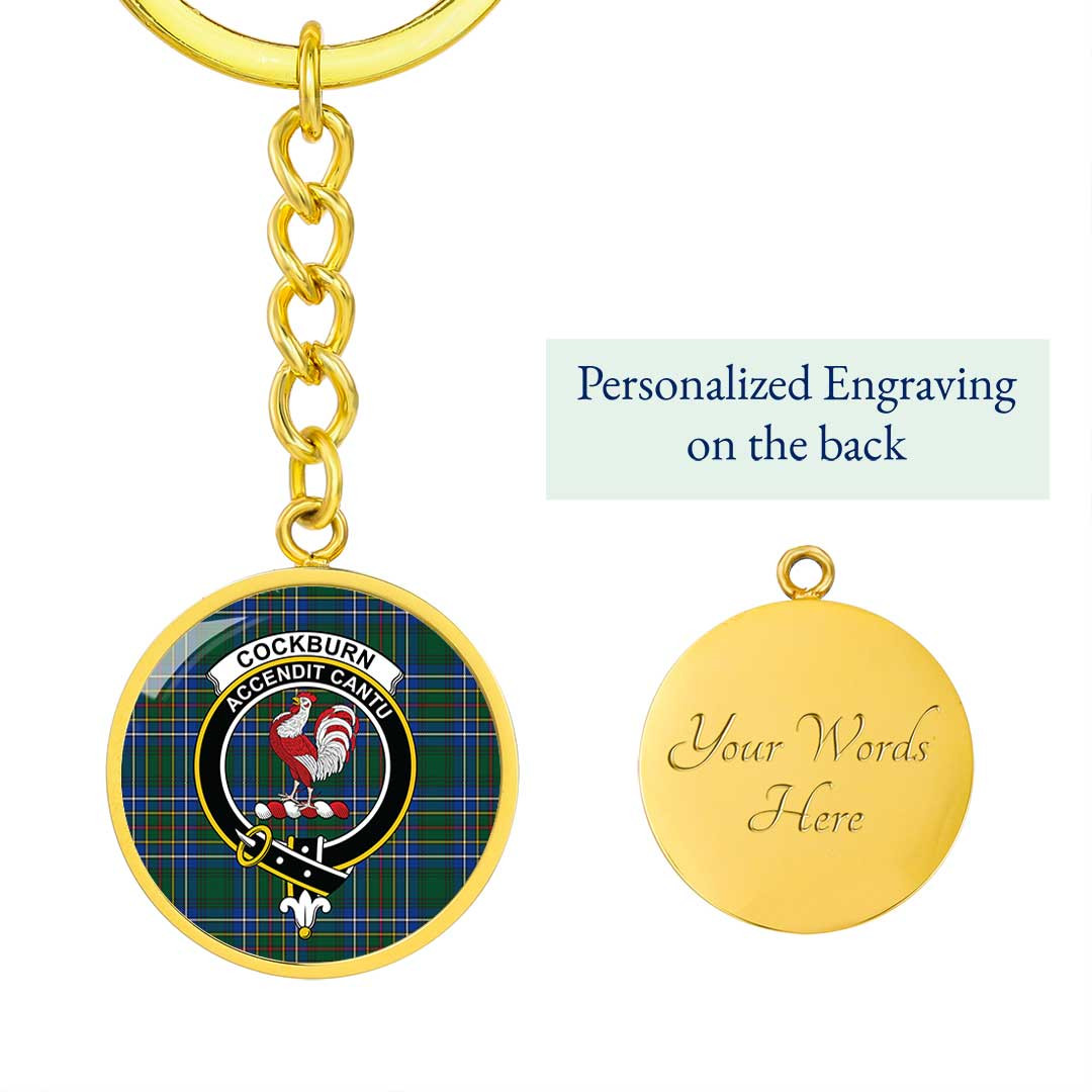 AmericansPower Jewelry - Cockburn Ancient Clan Tartan Crest Circle Pendant with Keychain Attachment A7 |  AmericansPower