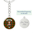 AmericansPower Jewelry - Menzies Green Modern Clan Tartan Crest Circle Pendant with Keychain Attachment A7 |  AmericansPower