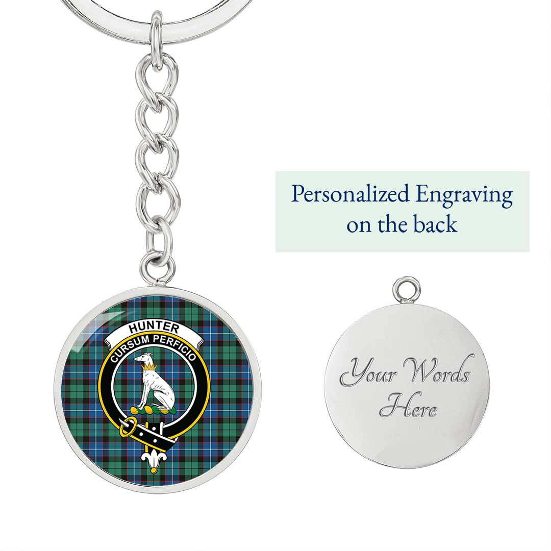 AmericansPower Jewelry - Hunter Ancient Clan Tartan Crest Circle Pendant with Keychain Attachment A7 |  AmericansPower
