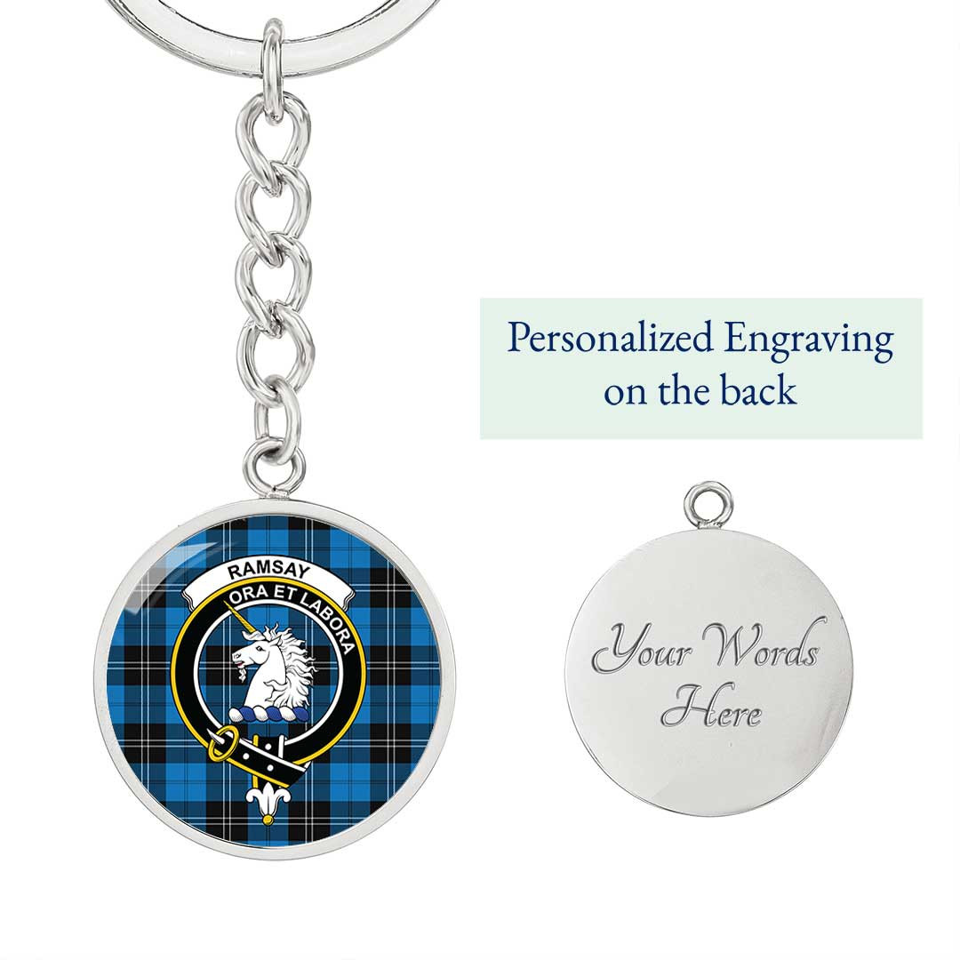 AmericansPower Jewelry - Ramsay Blue Ancient Clan Tartan Crest Circle Pendant with Keychain Attachment A7 |  AmericansPower