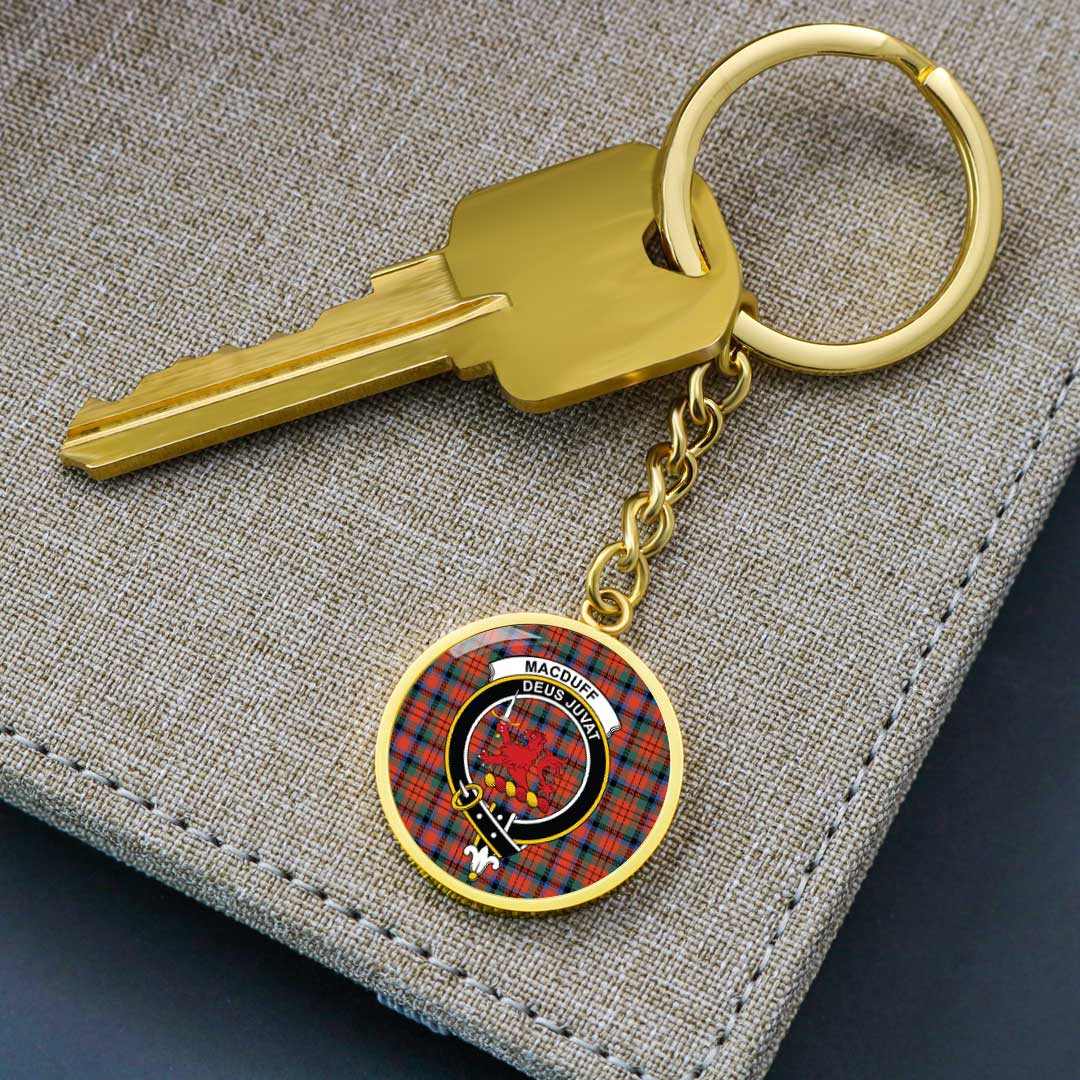 AmericansPower Jewelry - MacDuff Ancient Clan Tartan Crest Circle Pendant with Keychain Attachment A7 |  AmericansPower
