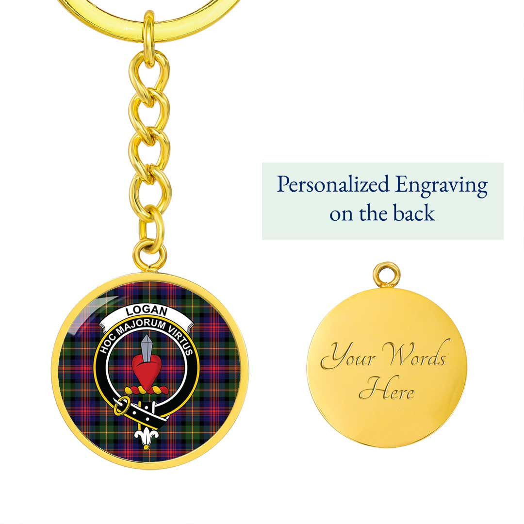 AmericansPower Jewelry - Logan Modern Clan Tartan Crest Circle Pendant with Keychain Attachment A7 |  AmericansPower