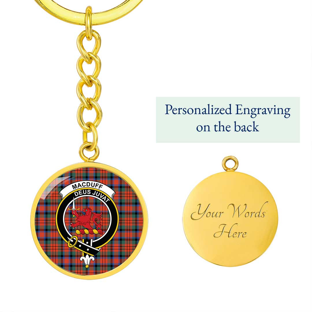AmericansPower Jewelry - MacDuff Ancient Clan Tartan Crest Circle Pendant with Keychain Attachment A7 |  AmericansPower
