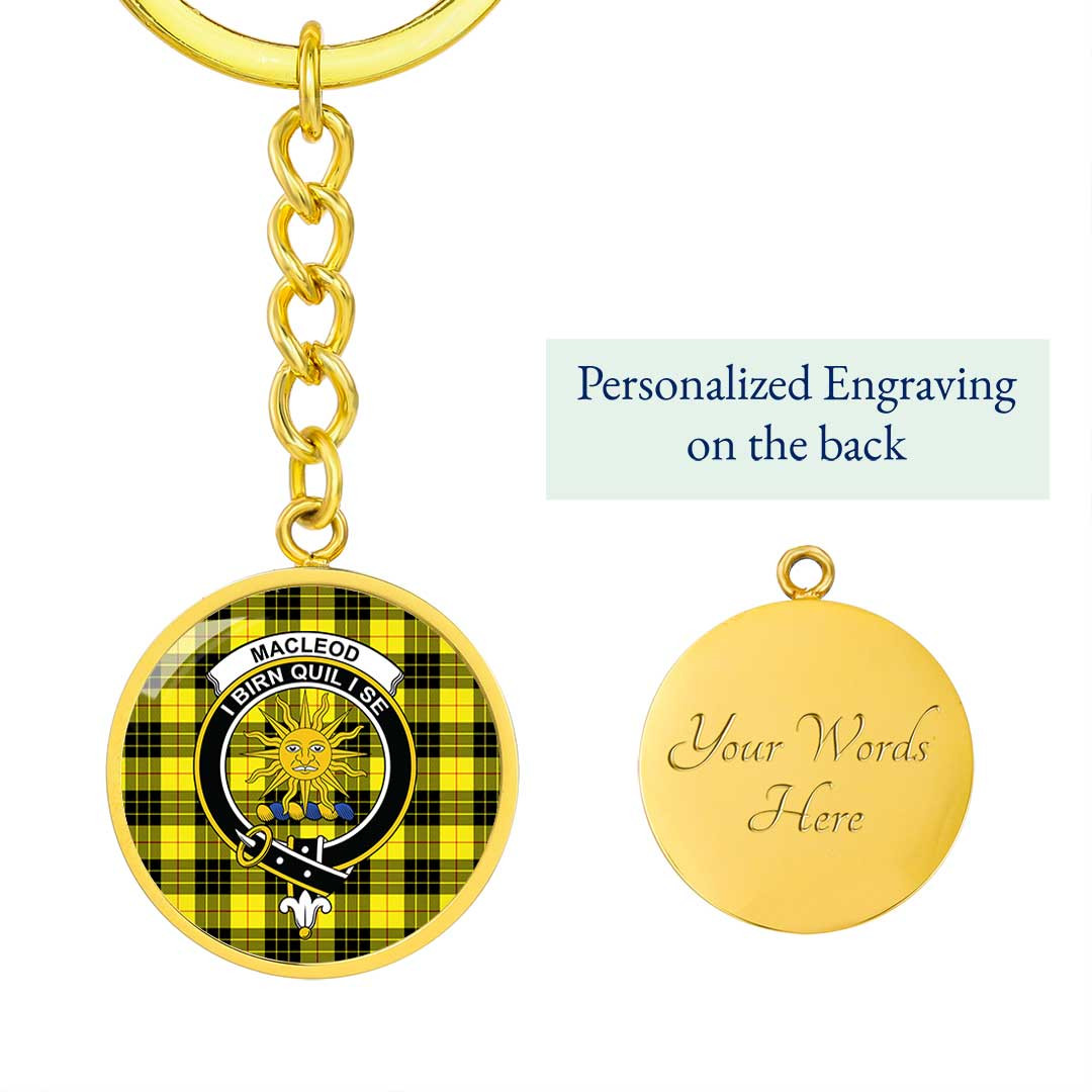 AmericansPower Jewelry - MacLeod of Lewis Modern Clan Tartan Crest Circle Pendant with Keychain Attachment A7 |  AmericansPower