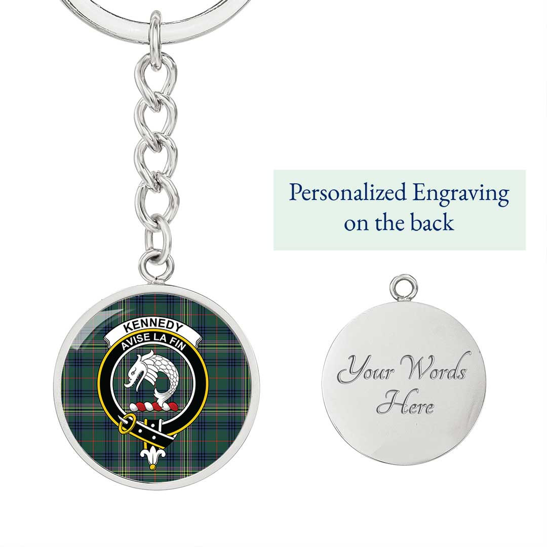 AmericansPower Jewelry - Kennedy Modern Clan Tartan Crest Circle Pendant with Keychain Attachment A7 |  AmericansPower