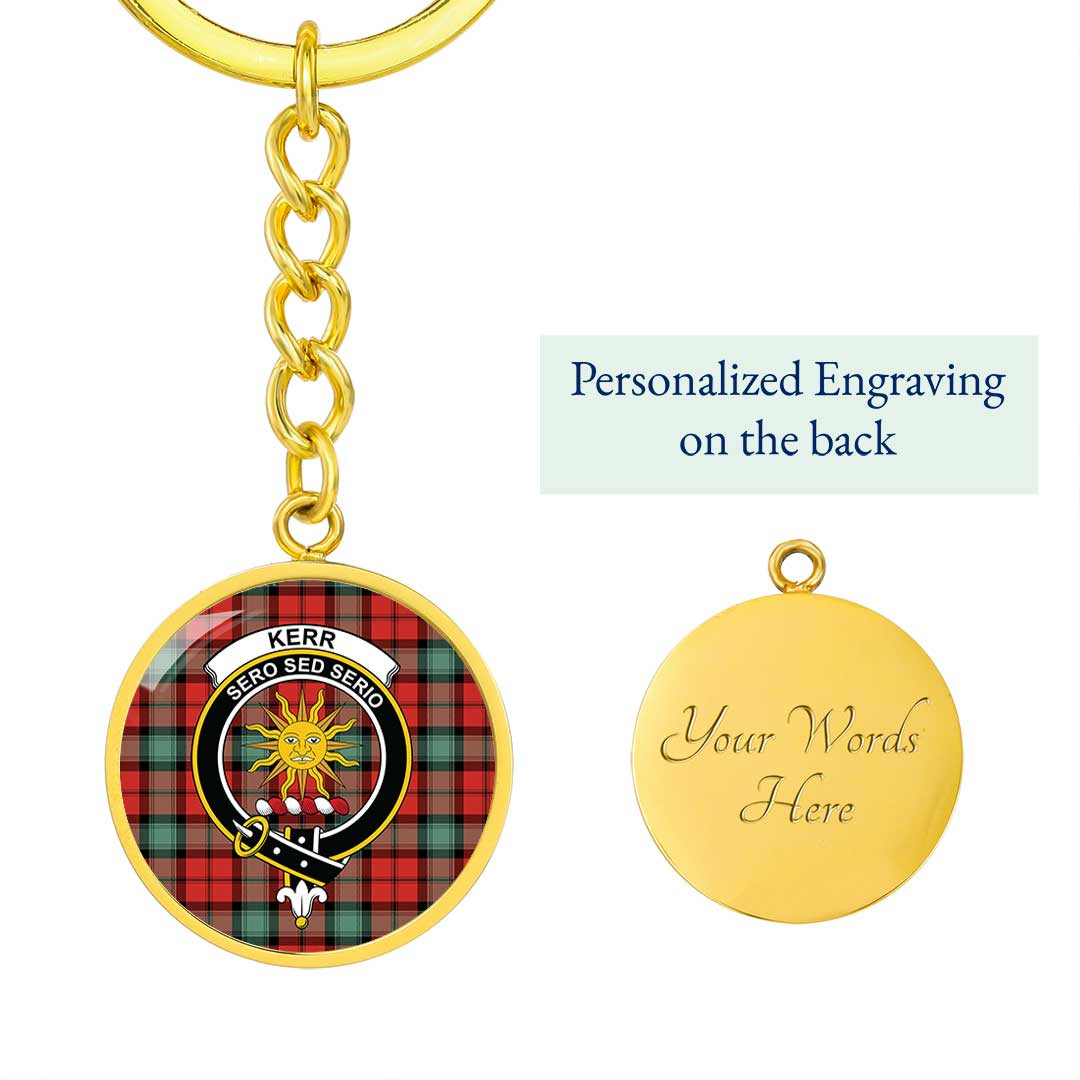 AmericansPower Jewelry - Kerr Ancient Clan Tartan Crest Circle Pendant with Keychain Attachment A7 |  AmericansPower