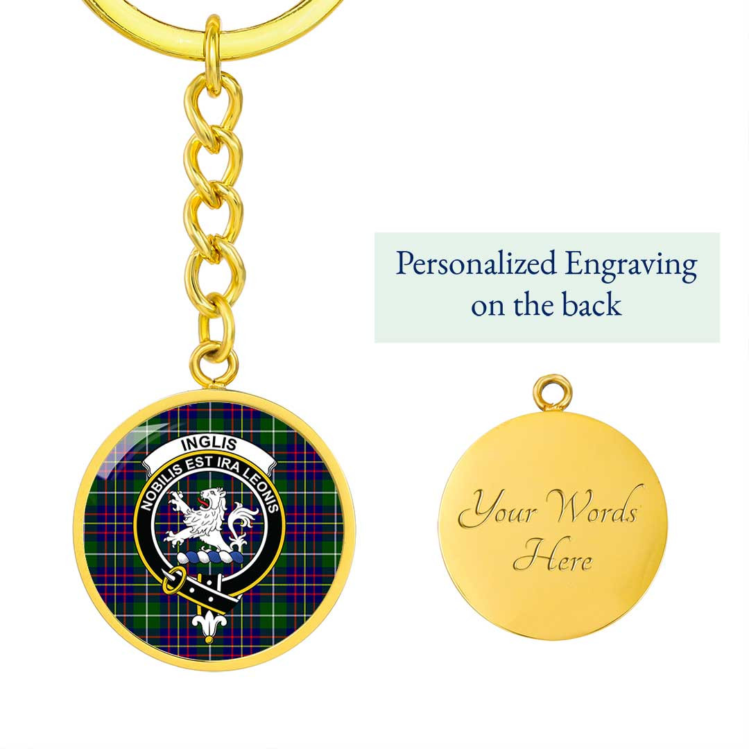 AmericansPower Jewelry - Inglis Modern Clan Tartan Crest Circle Pendant with Keychain Attachment A7 |  AmericansPower
