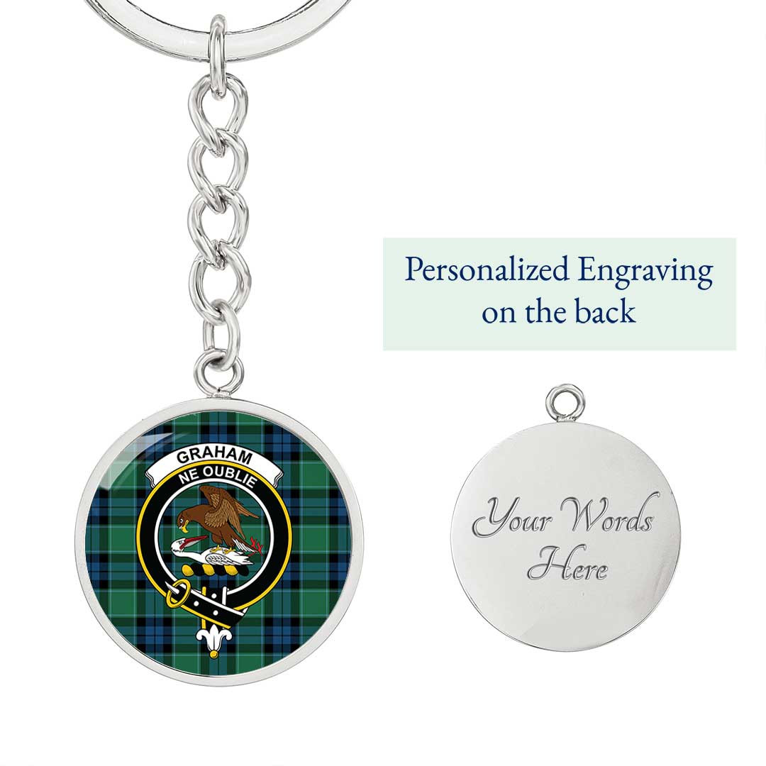 AmericansPower Jewelry - Graham of Menteith Ancient Clan Tartan Crest Circle Pendant with Keychain Attachment A7 |  AmericansPower