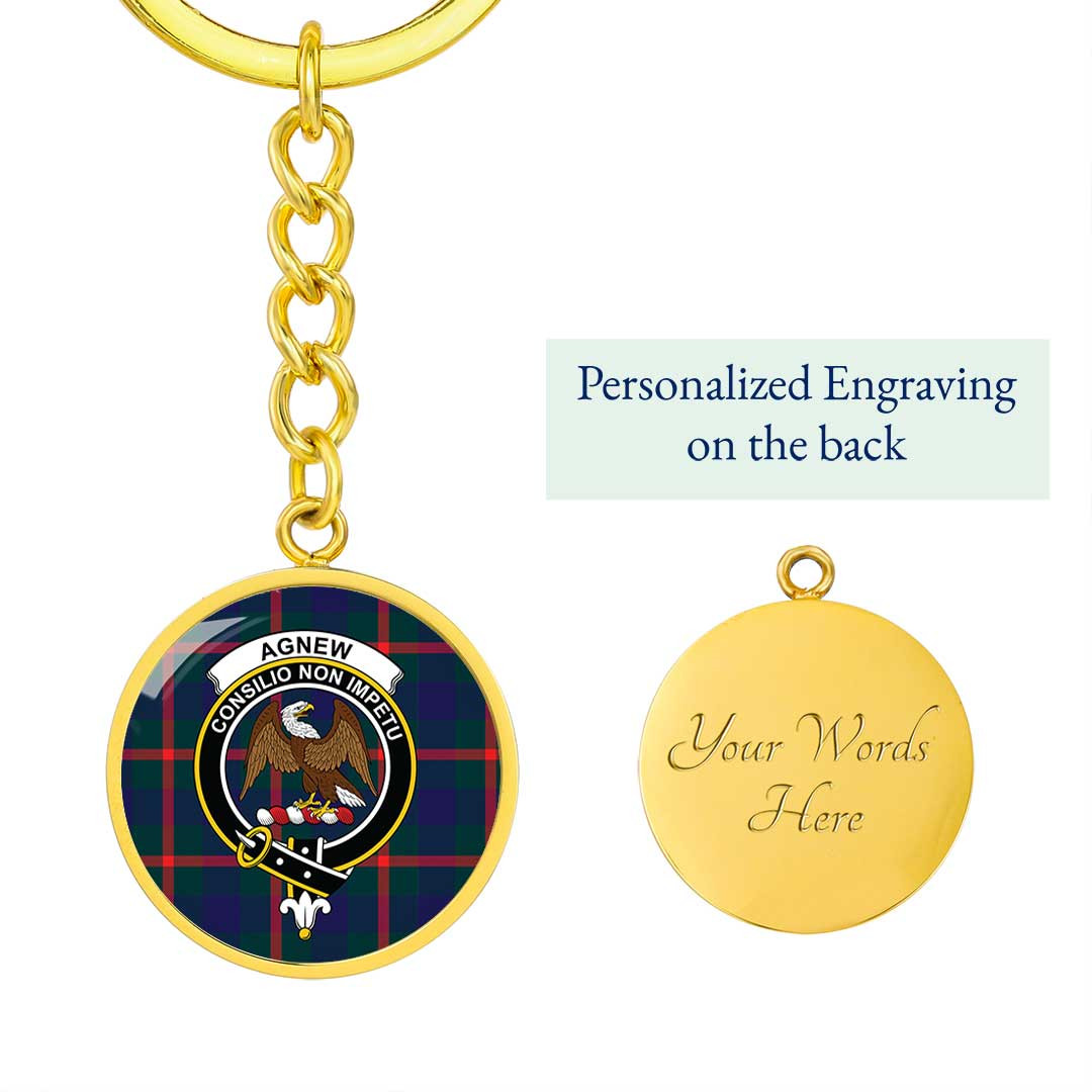 AmericansPower Jewelry - Agnew Modern Clan Tartan Crest Circle Pendant with Keychain Attachment A7 |  AmericansPower