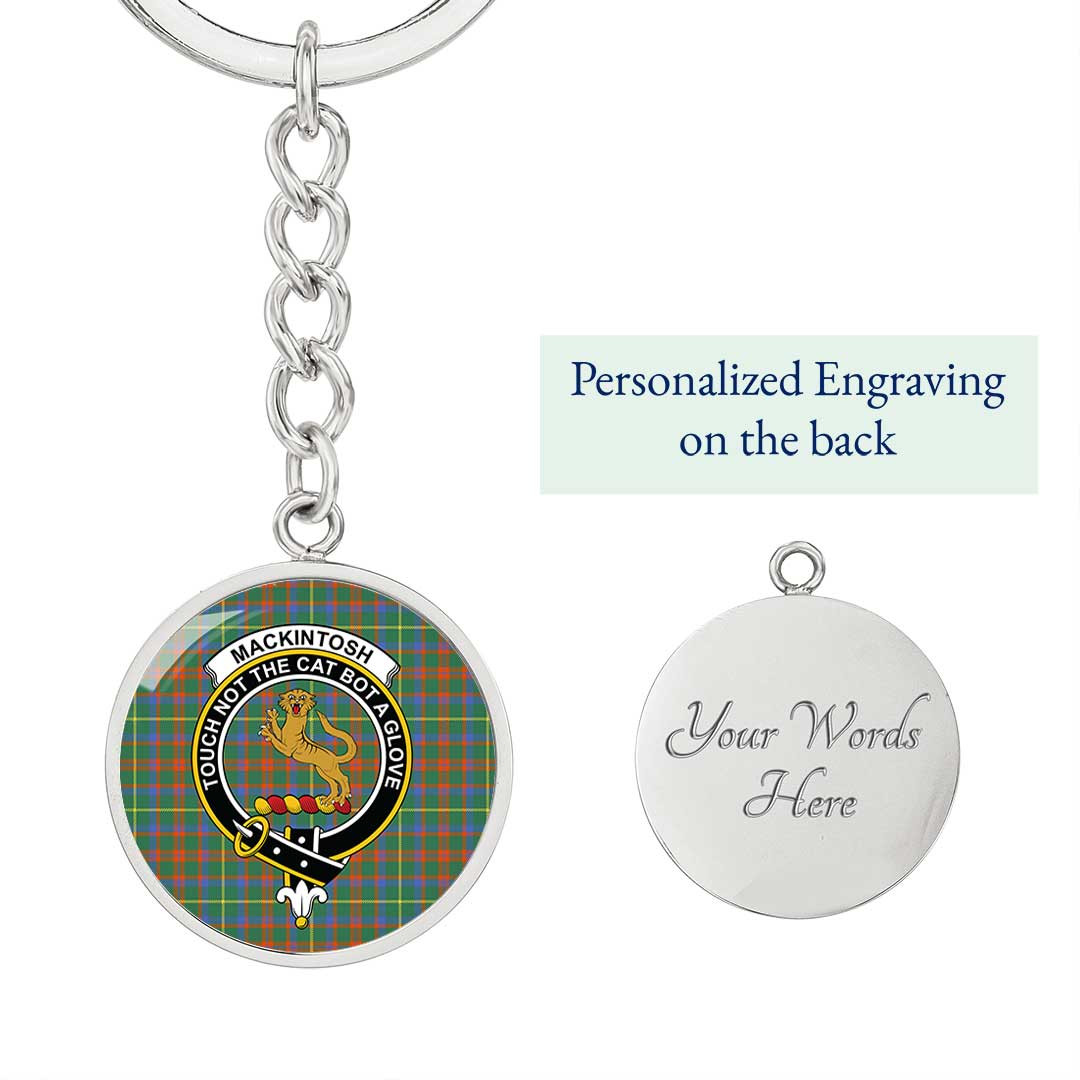 AmericansPower Jewelry - MacKintosh Hunting Ancient Clan Tartan Crest Circle Pendant with Keychain Attachment A7 |  AmericansPower