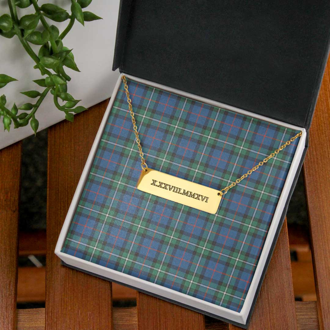AmericansPower Jewelry - Macphail Hunting Ancient Tartan Coordinates Horizontal Bar Necklace A7 | AmericansPower
