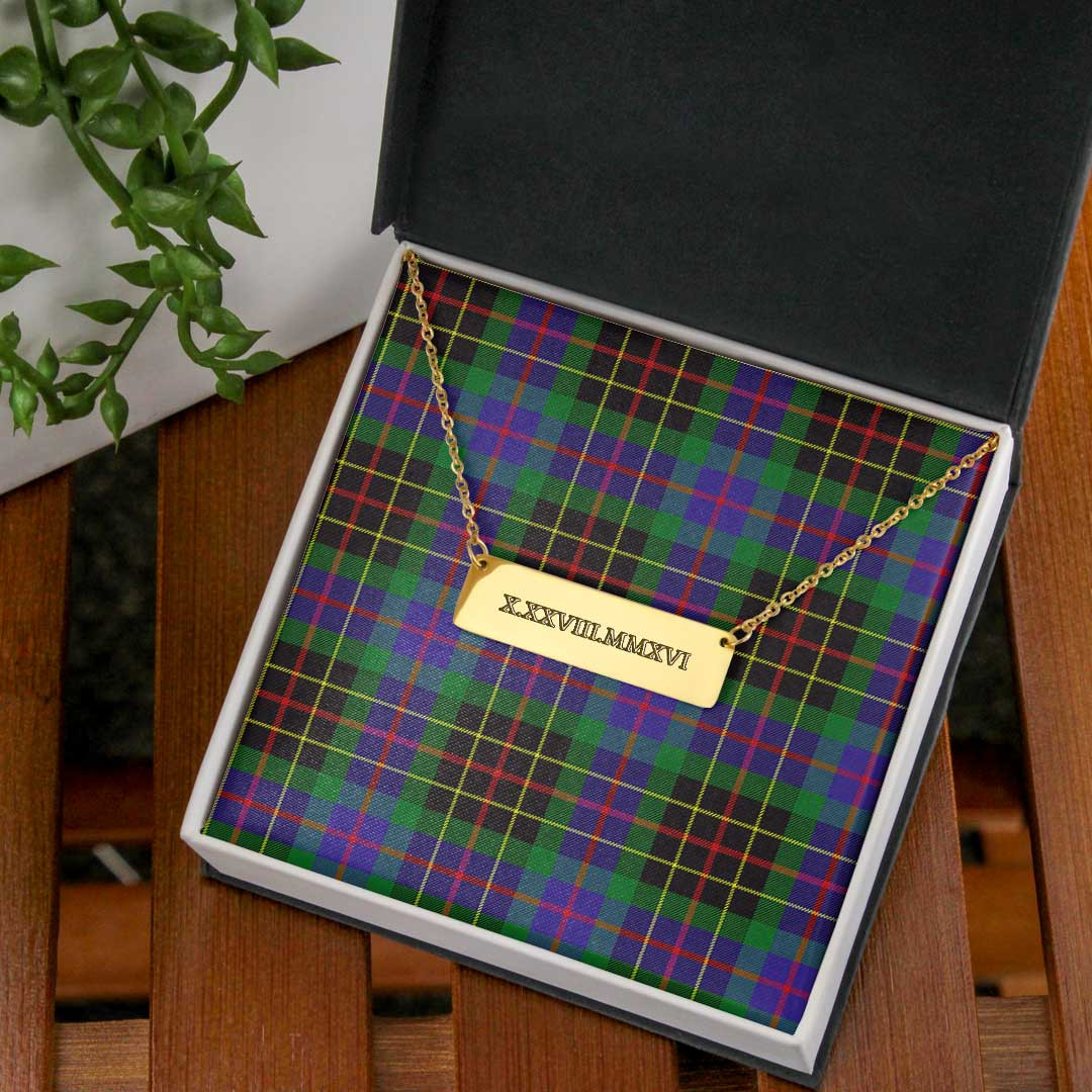 AmericansPower Jewelry - Brodie Hunting Modern Tartan Coordinates Horizontal Bar Necklace A7 | AmericansPower
