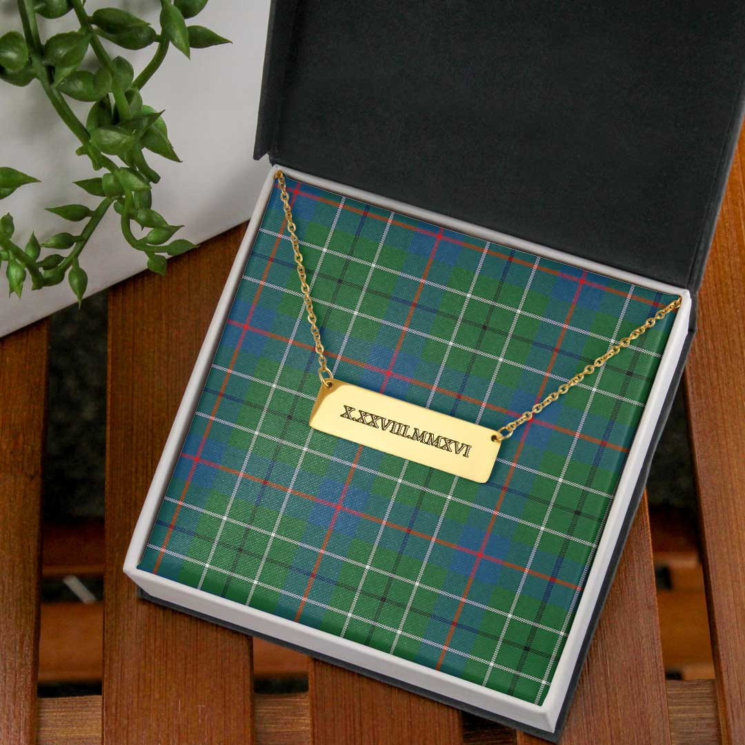 AmericansPower Jewelry - Duncan Ancient Tartan Coordinates Horizontal Bar Necklace A7 | AmericansPower