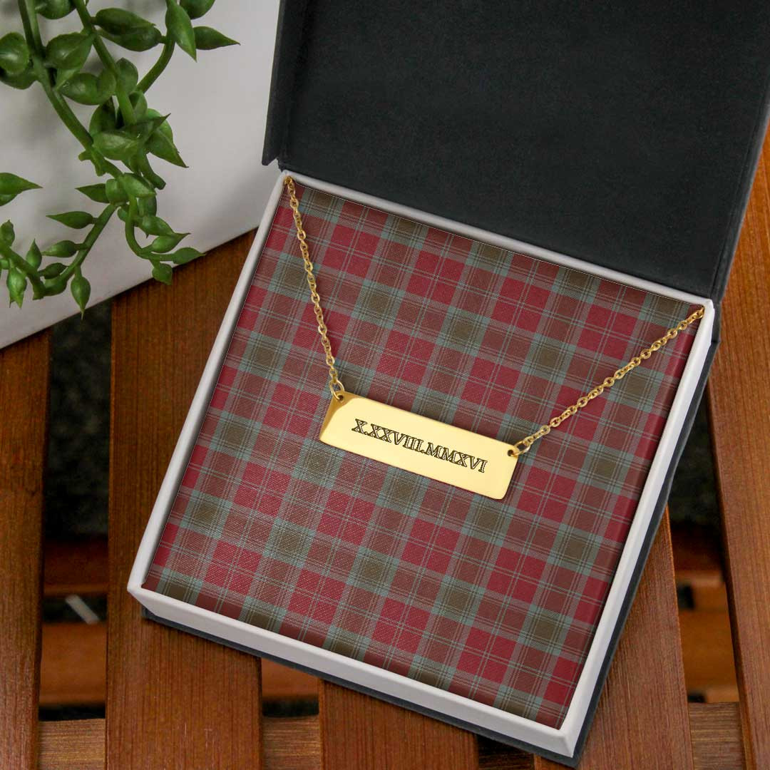 AmericansPower Jewelry - Lindsay Weathered Tartan Coordinates Horizontal Bar Necklace A7 | AmericansPower