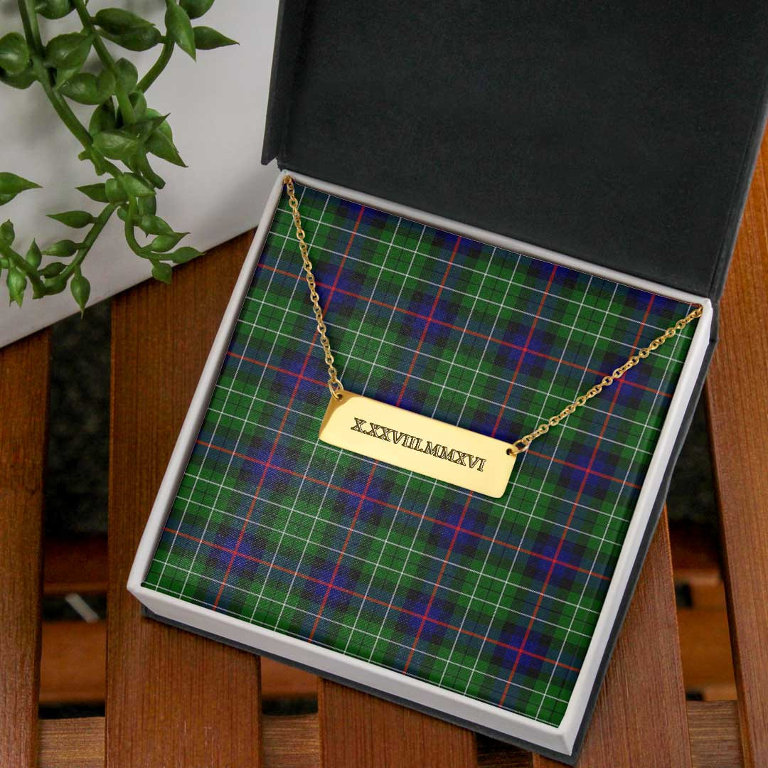 AmericansPower Jewelry - Leslie Hunting Ancient Tartan Coordinates Horizontal Bar Necklace A7 | AmericansPower