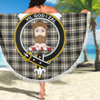 1sttheworld Blanket - Menzies Black White Ancient Clan Tartan Crest Tartan Beach Blanket A7 | 1sttheworld