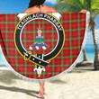 1sttheworld Blanket - Morrison Red Modern Clan Tartan Crest Tartan Beach Blanket A7 | 1sttheworld