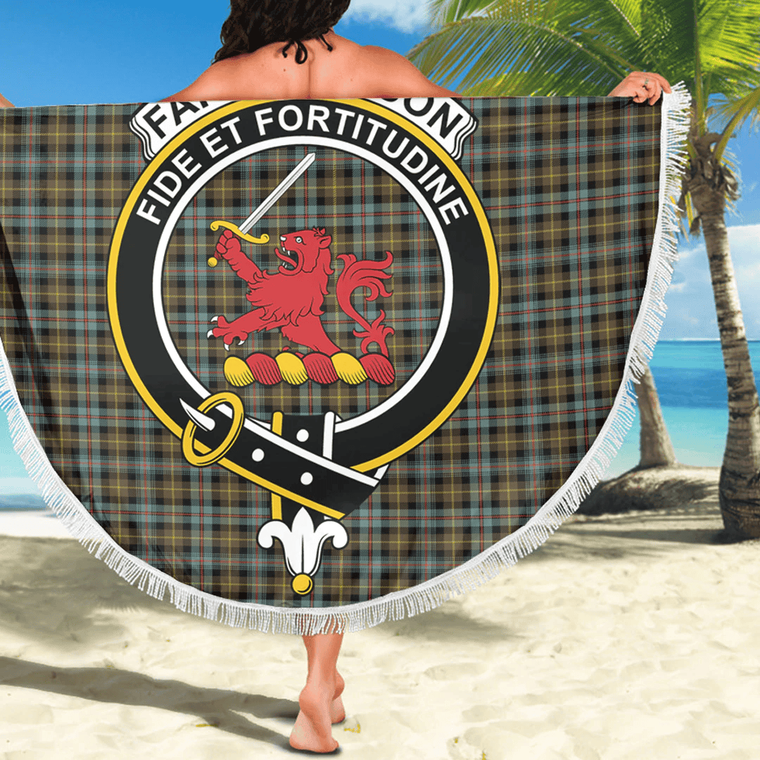 1sttheworld Blanket - Farquharson Weathered Clan Tartan Crest Tartan Beach Blanket A7 | 1sttheworld