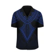 AmericansPower Shirt - Hawaii Polynesian Limited Hawaiian Shirt - Tab Style Blue - AH - J4