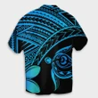 Hawaiian Turtle Plumeria Kakau Polynesian Quilt Hawaiian Shirt Blue AH - J0R - AmericansPower