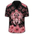 (Personalized) Kanaka Turtle Hibiscus Hawaiian Shirt - Black Pink