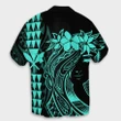 Hawaii Map Kanaka Polynesian Hula Girl Hawaiian Shirt Turquoise - AH -J5R - AmericansPower