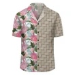 Pink Monstera And Green Tropical Leaves White Lauhala Moiety Hawaiian Shirt - AH - JR - AmericansPower