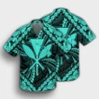 Hawaiian Map Kanaka Hibiscus Turquoise Polynesian Hawaiian Shirt - AH - JR - AmericansPower