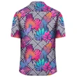 Tropical Exotic Leaves And Flowers On Geometrical Ornament Hawaiian Shirt - AH - J1 - AmericansPower