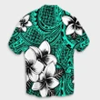 Hawaiian Plumeria Tribe Turquoise Polynesian Hawaiian Shirt AH - J0R - AmericansPower