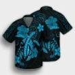 Hawaii Turtle Flower Polynesian Hawaiian Shirt - Turquoise - AH - J4R - AmericansPower