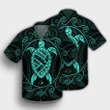 Hawaiian Map Turtle Wave Polynesian Hawaiian Shirt Turquoise - AH - J4R - AmericansPower