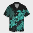AmericansPower Shirt - Hawaii Turtle Plumeria Coconut Tree Polynesian Hawaiian Shirt Turquoise
